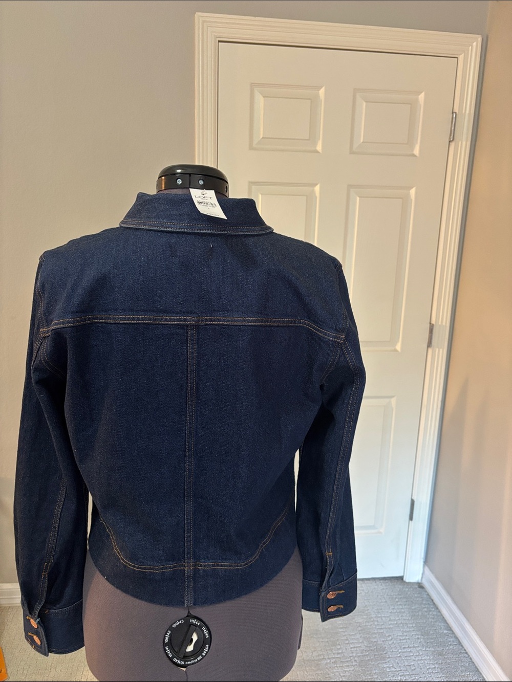 LOFT Dark Blue Denim Jean Jacket with Front Pockets - Picture 3 of 3